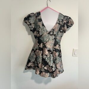 Floral V-Neck backless dress